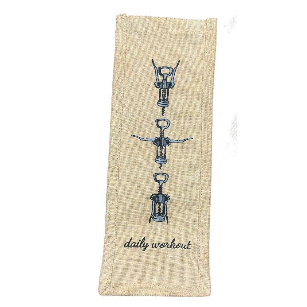 Jute Wine Bottle Daily Workout Corkscrew Gift Bag Christmas Housewarming‎ READ